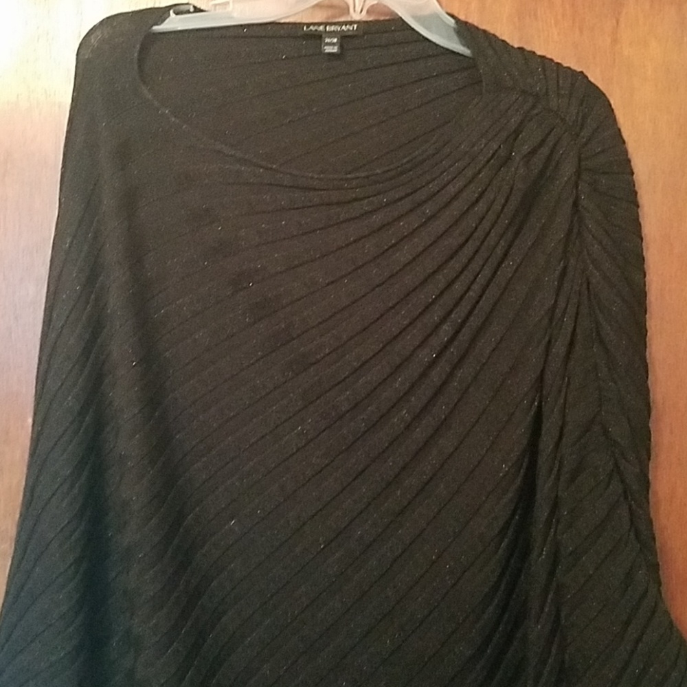 Black Metallic Lane Bryant Poncho Sweater